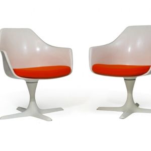 Tulip Maurice Burke Swivel Fiberglass Arm Chairs